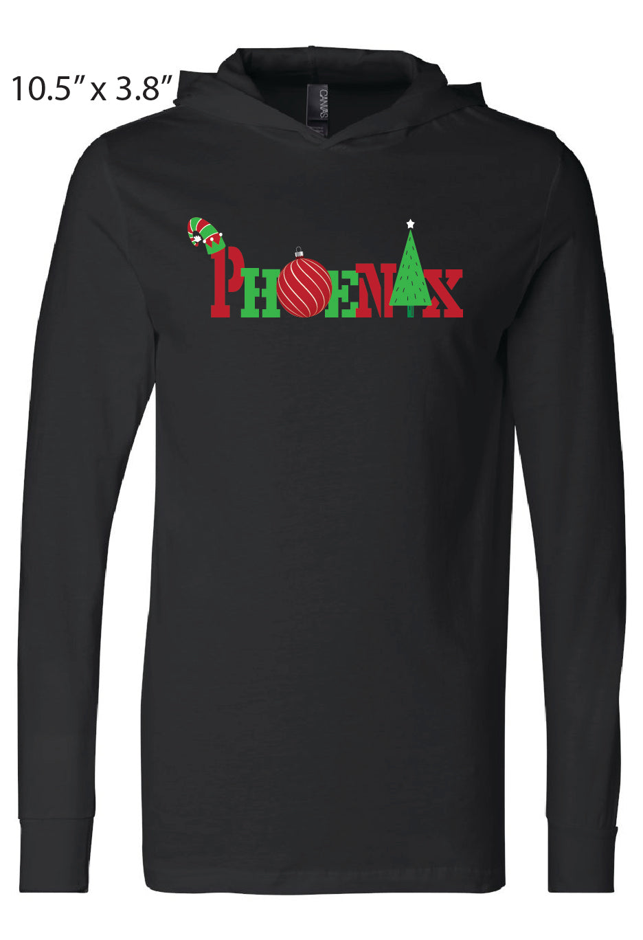 Black Bella Canvas Holiday Phoenix DTF Long Sleeve Shirt Hoodie