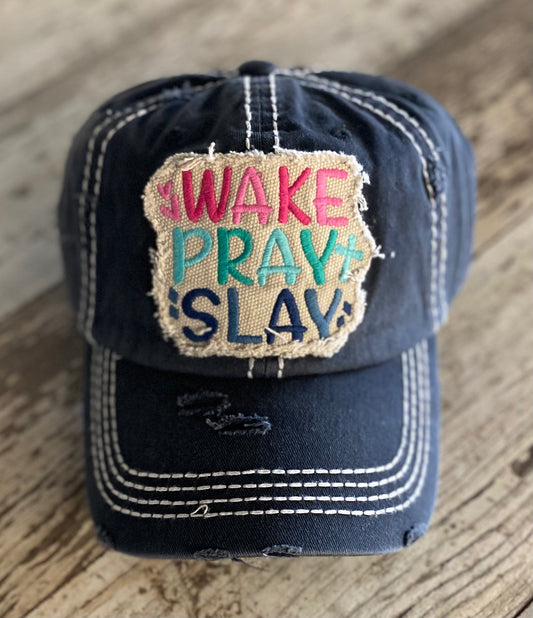 Wake Pray Slay Embroidery Patch Hat
